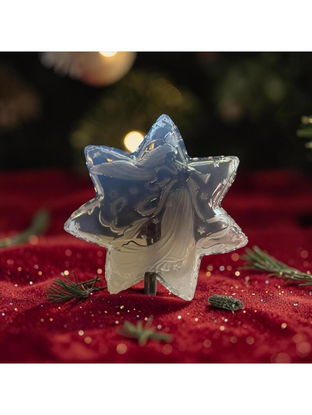 Mikasa Walther Glass Star Plate / Bowl Frosted Christmas Angel 12" diameter